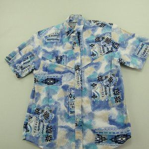 Wrangler Western Shirt Womens Size Medium Multicolor Aztec Button Down Top